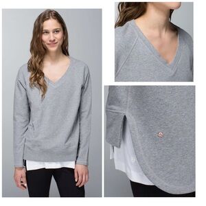 Lululemon After Asana Pullover- Heathered Medium Grey